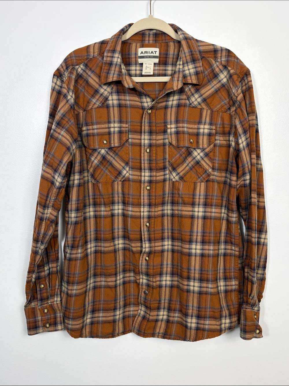 ARIAT Retro Fit Plaid Pearl Snap Button Down Western Shirt Men’s Large
